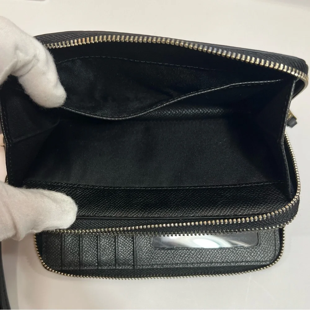 Coach Black Glitter Wristlet Double Zip Wallet
